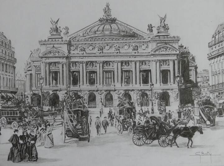 「Place de l'Opéra le…」というタイトルの描画 Gérard Batyによって, オリジナルのアートワーク