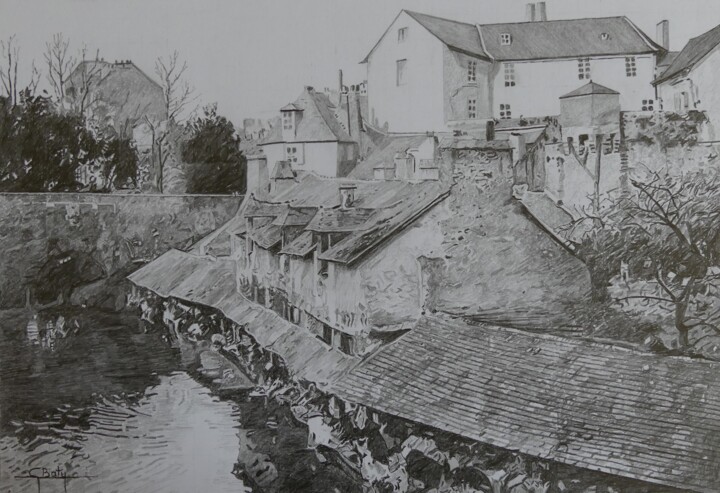 Σχέδιο με τίτλο "Vannes - Morbihan -…" από Gérard Baty, Αυθεντικά έργα τέχνης, Μολύβι