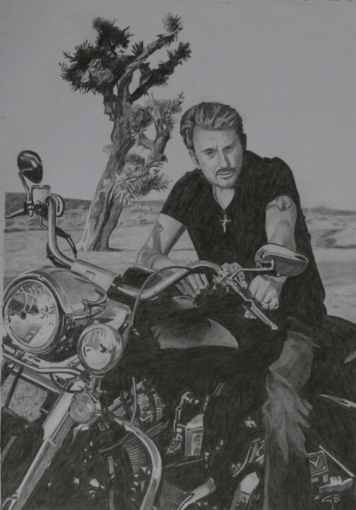 Drawing titled "Johnny - L'homme à…" by Gérard Baty, Original Artwork