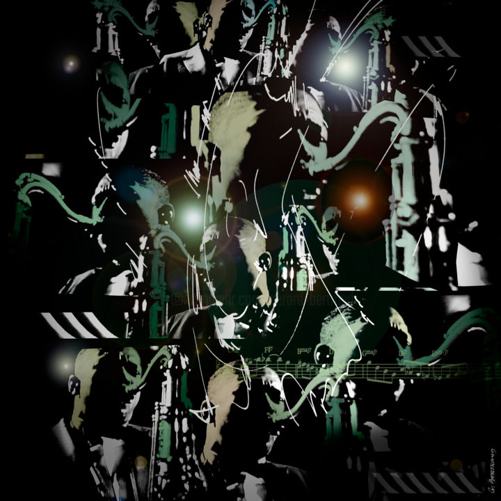 Digital Arts titled "John Coltrane "Gian…" by Gérard Bertrand, Original Artwork, Photo Montage