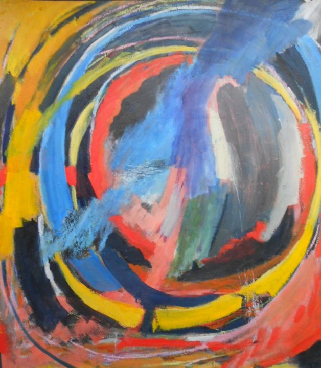 Peinture intitulée "cycle des cercles c…" par Gerard Buray, Œuvre d'art originale, Acrylique Monté sur Panneau de bois