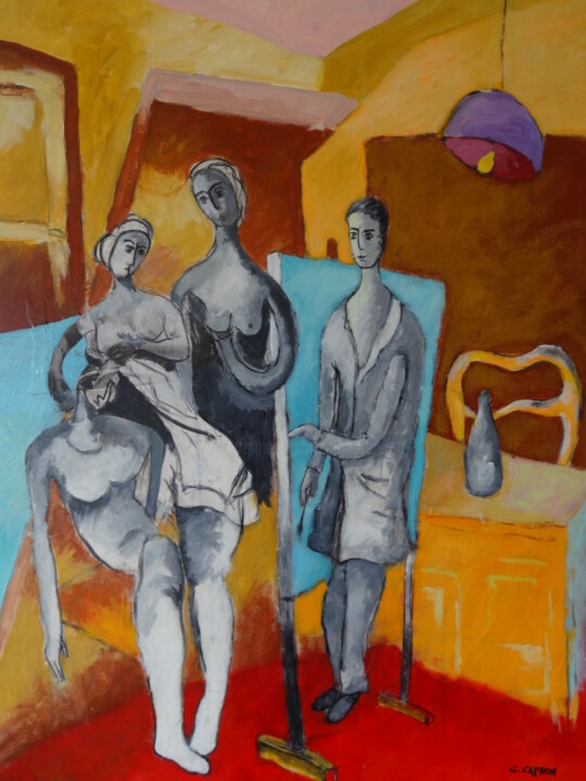 Malerei mit dem Titel "Les modèles" von Gérard Capron (G.CAPRON), Original-Kunstwerk, Acryl