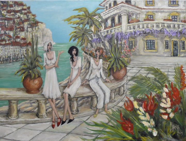 Painting titled "DOLCE VITA" by Gerard Charrier, Original Artwork, Oil