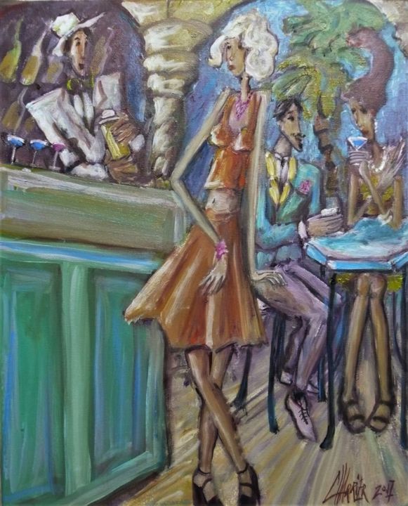 Pintura titulada "PALMETTO RUM CAFE" por Gerard Charrier, Obra de arte original, Oleo