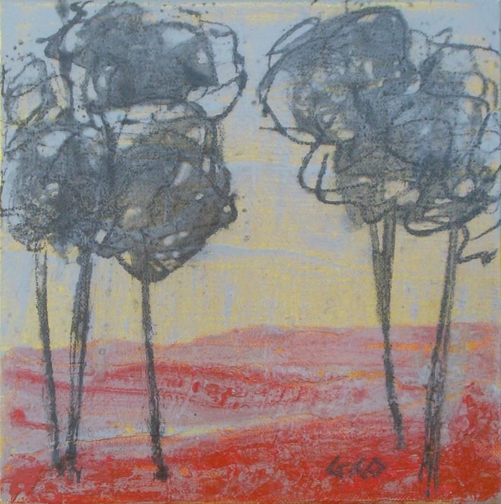 Malerei mit dem Titel "Paysage" von Gérard Cottereau, Original-Kunstwerk, Acryl