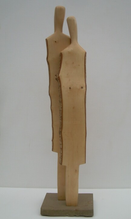 Скульптура под названием "Duo 22 05" - Gérard Cottereau, Подлинное произведение искусства, Дерево