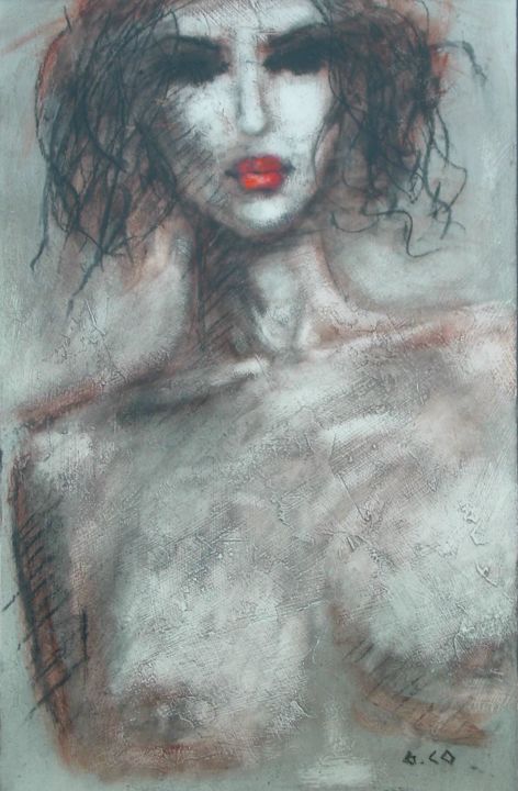 Drawing titled "Sans titre" by Gérard Cottereau, Original Artwork, Chalk
