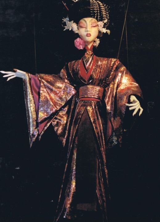 Textile Art με τίτλο "Geisha" από Gérard Courcelle, Αυθεντικά έργα τέχνης, Ύφασμα
