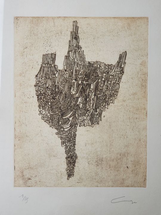 Εκτυπώσεις & Χαρακτικά με τίτλο "Tableau 120" από Gérard Cyne, Αυθεντικά έργα τέχνης, Etching