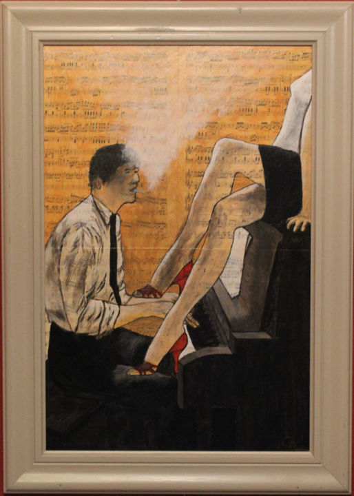 Painting titled "310 - Piano Bar" by Gdlapalette, Original Artwork, Acrylic Mounted on Wood Panel
