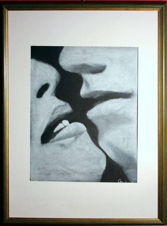 Drawing titled "313 - Baiser" by Gdlapalette, Original Artwork, Pastel Mounted on Wood Panel