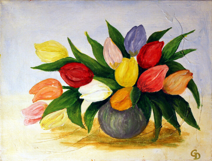 제목이 "323 - Tulipes multi…"인 미술작품 Gdlapalette로, 원작, 아크릴 나무 들것 프레임에 장착됨