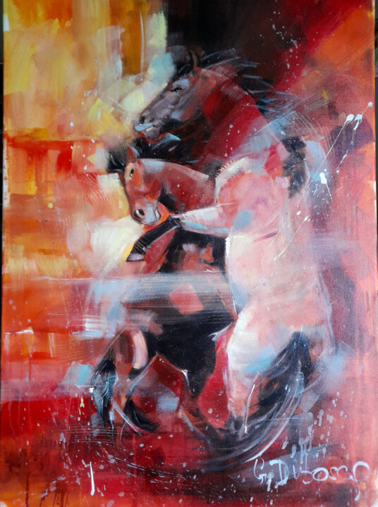 Peinture intitulée "wild horses" par Gerard Duboscq, Œuvre d'art originale, Acrylique