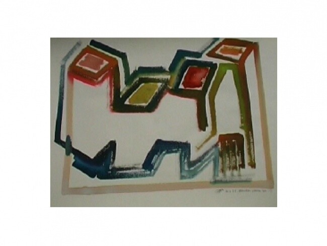 Painting titled "abstraction urbaine" by Gerard Elleboudt, Original Artwork