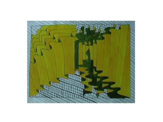 Painting titled "buildings" by Gerard Elleboudt, Original Artwork