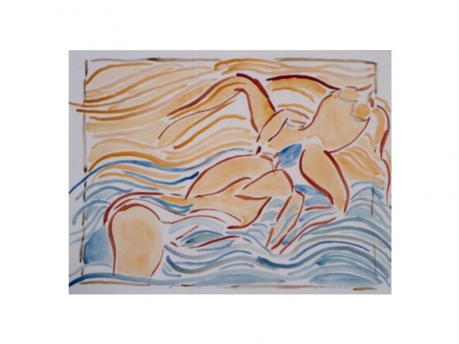 Картина под названием "La Mer en Vous III" - Gerard Elleboudt, Подлинное произведение искусства, Масло