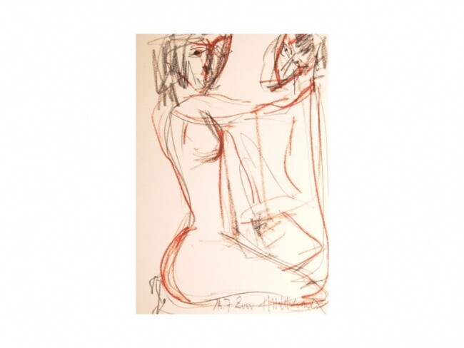 Malerei mit dem Titel "femme au miroir" von Gerard Elleboudt, Original-Kunstwerk, Öl