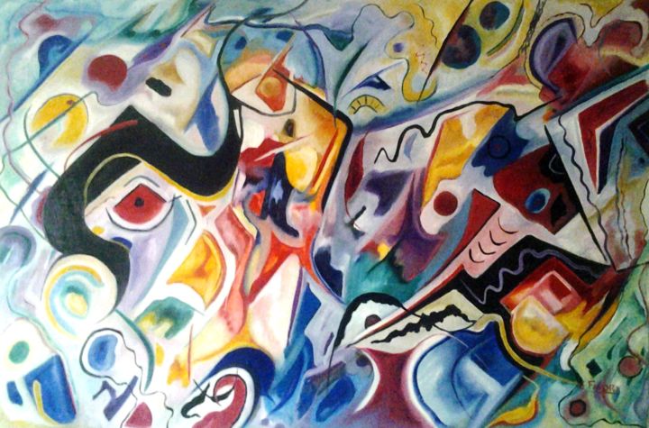 Painting titled "composition -13" by Gérard Favory, Original Artwork, Oil