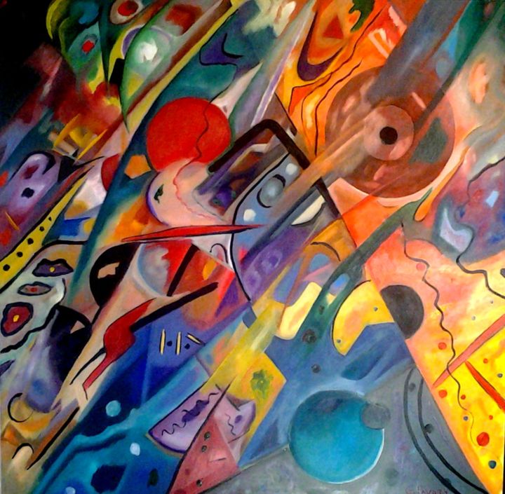 Painting titled "composition -18" by Gérard Favory, Original Artwork, Oil