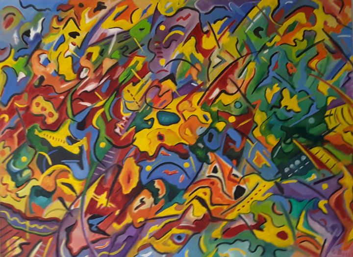 Painting titled "concerto -4" by Gérard Favory, Original Artwork, Oil