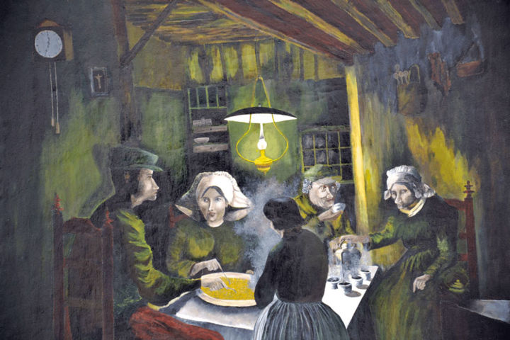 Painting titled "Les Mangeurs de Pom…" by Gérard Grallié, Original Artwork, Acrylic