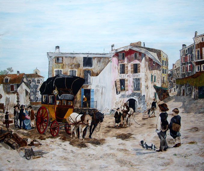 Peinture intitulée "voiture-de-messager…" par Gérard Grallié, Œuvre d'art originale, Acrylique