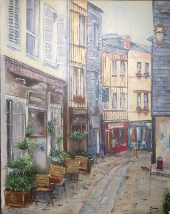 Peinture intitulée "Honfleur rue des li…" par Josiane Barlerin, Œuvre d'art originale, Acrylique