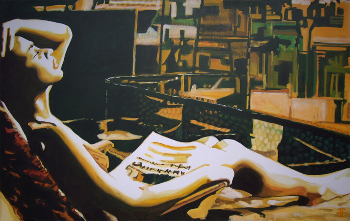Картина под названием "hot summer" - Gerard Jouannet, Подлинное произведение искусства, Акрил Установлен на Деревянная рама…
