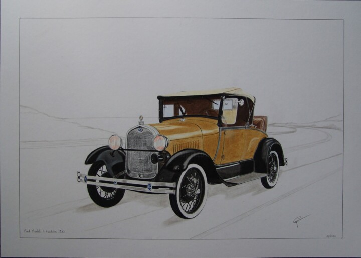 Dessin intitulée "dessin voiture ford…" par Gerard Marteau, Œuvre d'art originale, Crayon
