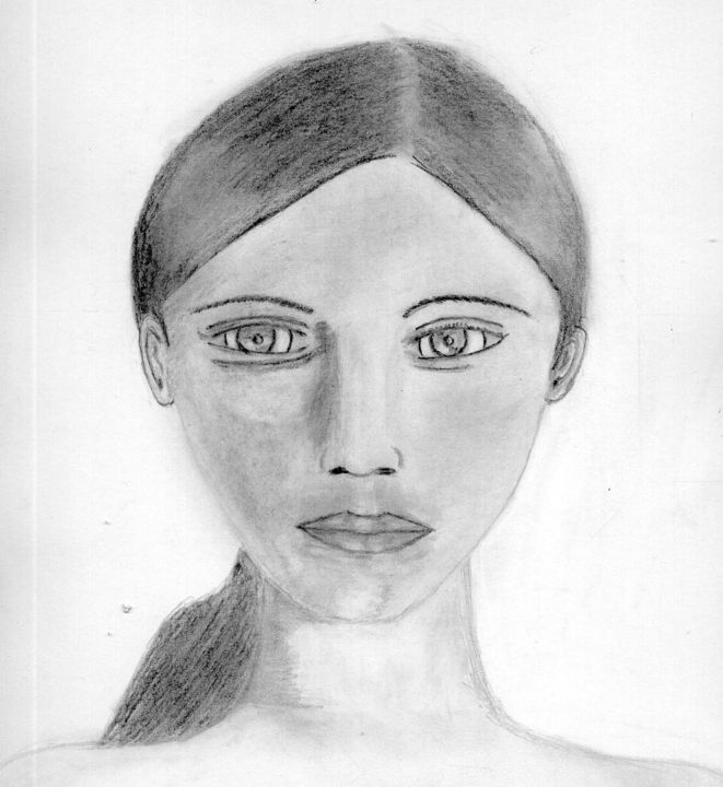 Drawing titled "Femme imaginee" by Gecalse, Original Artwork, Pencil