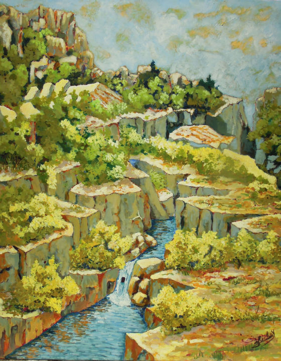 Painting titled "Les gorges de Penna…" by Gérard Michel, Original Artwork, Acrylic