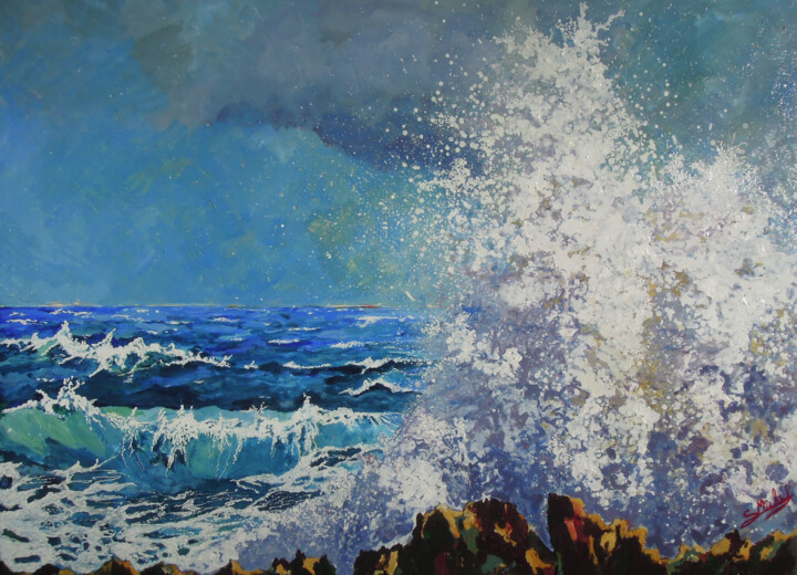 Pintura titulada "vent d' EST sur la…" por Gérard Michel, Obra de arte original, Acrílico Montado en Bastidor de camilla de…