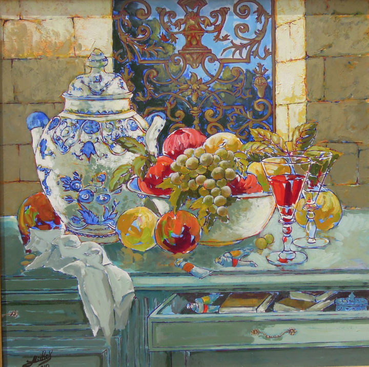 Peinture intitulée "nature morte" par Gérard Michel, Œuvre d'art originale, Acrylique Monté sur Châssis en bois