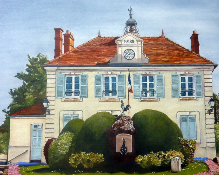 Peinture intitulée "Mairie de Clairefon…" par Gerard Monborren, Œuvre d'art originale, Huile