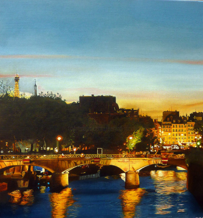 Painting titled "pont de L'Archevêch…" by Gerard Monborren, Original Artwork, Oil