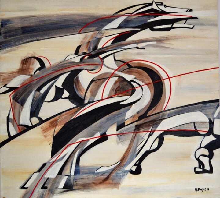 Peinture intitulée "Cheval fou" par Gerard Payen, Œuvre d'art originale, Huile