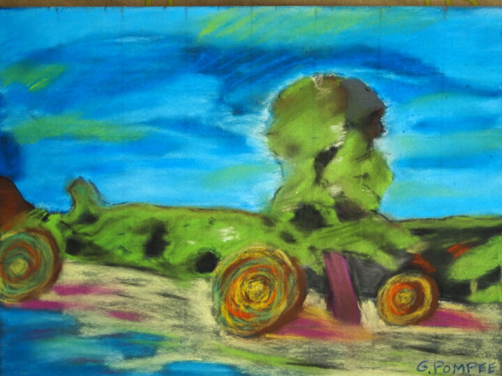 Painting titled "MOISSON" by Gerard Pompee, Original Artwork, Pastel