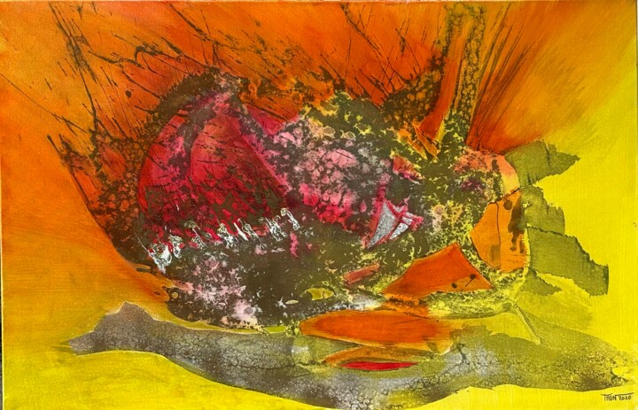 Peinture intitulée "Éruption" par Gérard Thon, Œuvre d'art originale, Acrylique Monté sur Châssis en bois