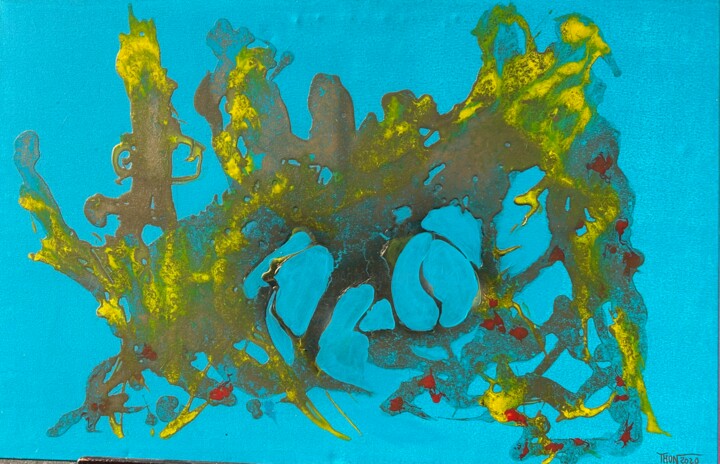 Peinture intitulée "Sous la mer" par Gérard Thon, Œuvre d'art originale, Acrylique Monté sur Châssis en bois