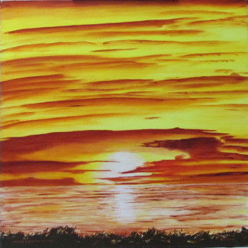 Peinture intitulée "coucher de soleil" par Gerard Dugardin, Œuvre d'art originale
