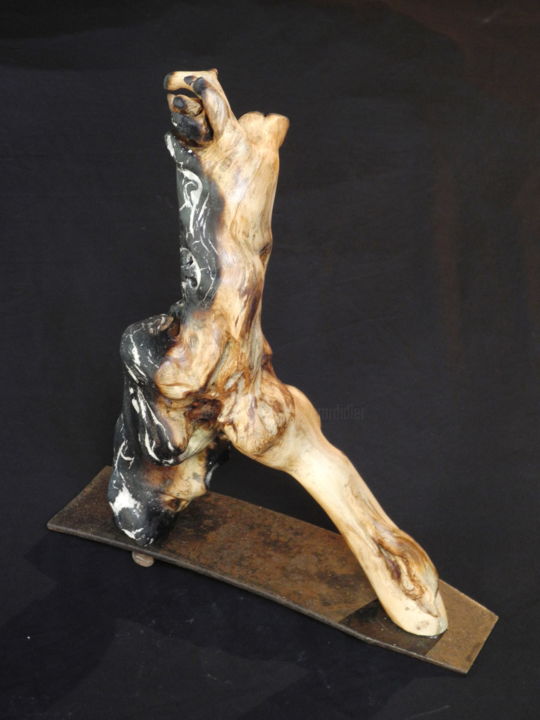 Escultura intitulada "SAUVE DU FEU 2" por Gérard Didier, Obras de arte originais, Madeira