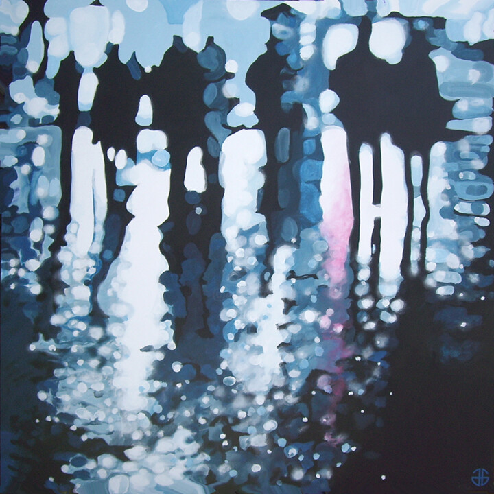 Painting titled "saturday night" by Gerard Jouannet, Original Artwork, Acrylic Mounted on Wood Stretcher frame