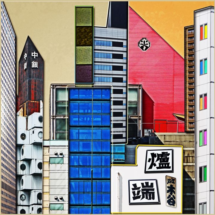 Digital Arts titled "TOKYO MINATO 1/10" by Gérard Mercier, Original Artwork, Digital Painting