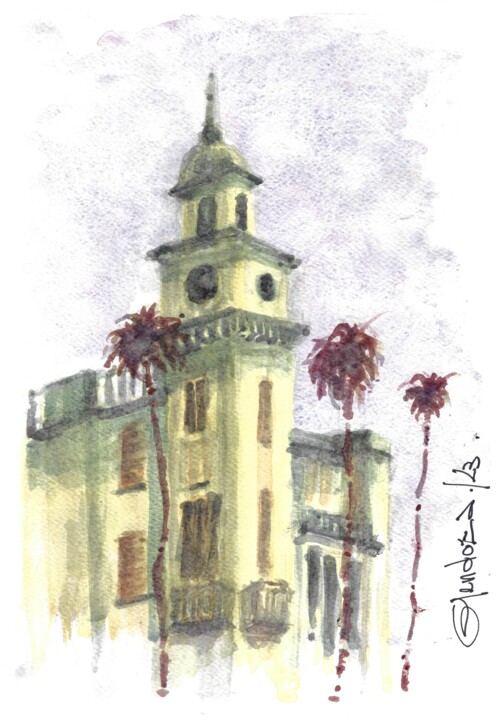 Painting titled "Correo." by Gerardo Mendoza, Original Artwork, Watercolor