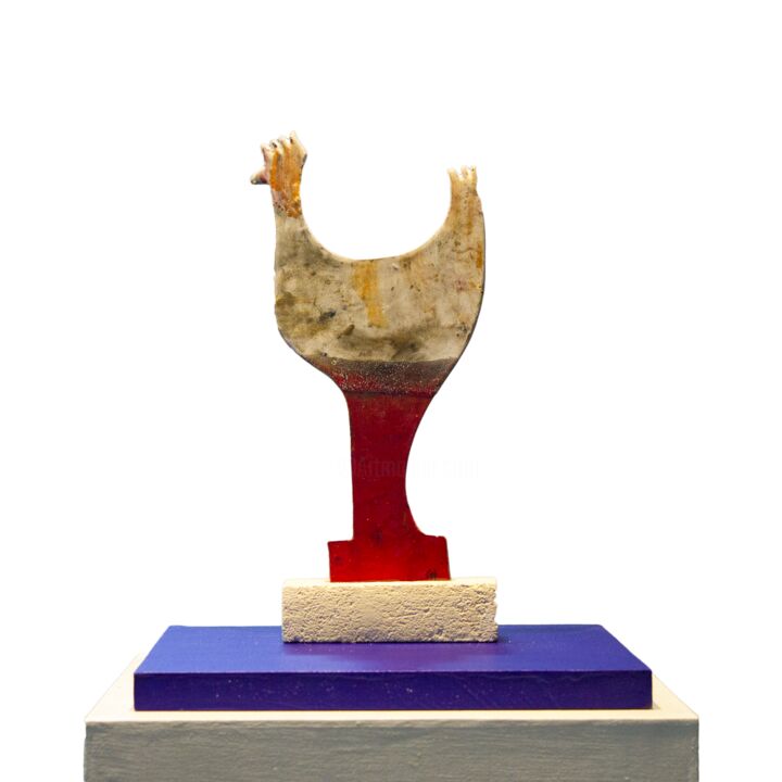Sculpture titled "GALLO #02" by Gerardo Viggiano, Original Artwork, Terra cotta