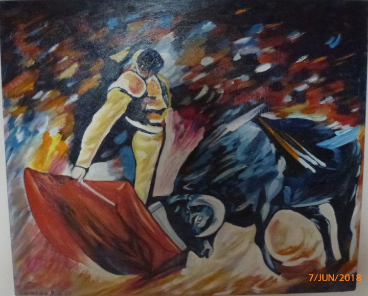 Pintura titulada "Derechazo" por Gerardo Rodriguez Granda, Obra de arte original, Oleo Montado en Otro panel rígido