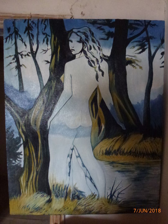 Painting titled "Bosque Encantado" by Gerardo Rodriguez Granda, Original Artwork, Oil Mounted on Other rigid panel