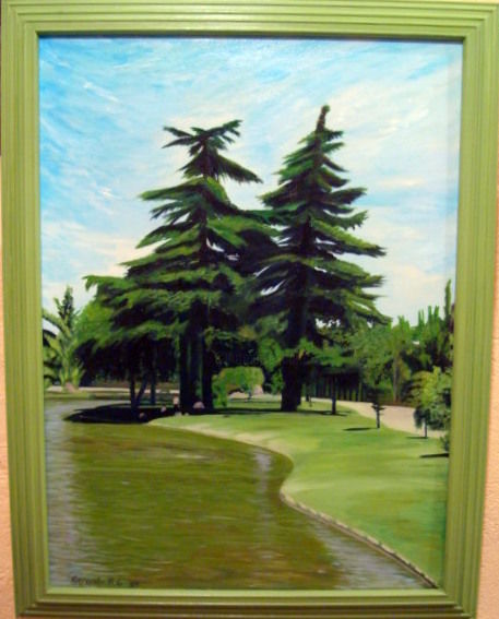 Painting titled "Parque  Aluche" by Gerardo Rodriguez Granda, Original Artwork, Oil