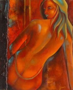 Peinture intitulée "Femme au dos nu" par Gérard Simonin, Œuvre d'art originale