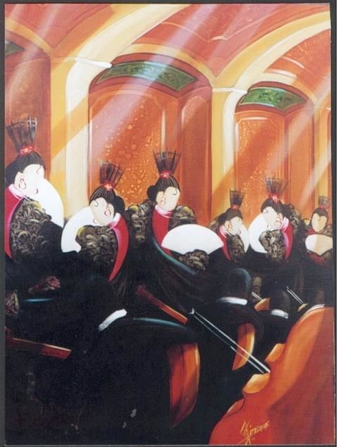 Pittura intitolato "Danseuses et orches…" da Gérard Simonin, Opera d'arte originale
